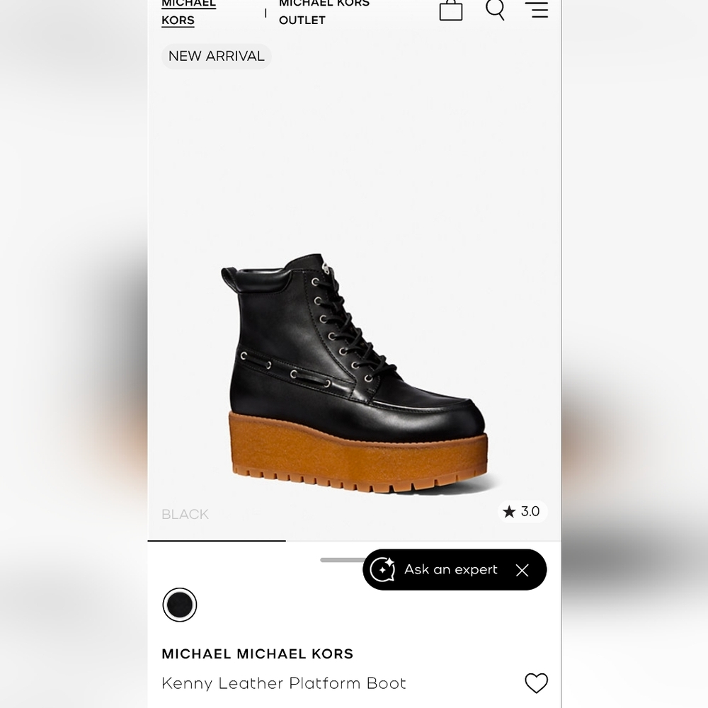 Michael Kors Black Kenny Leather Platform Boot - New Release
